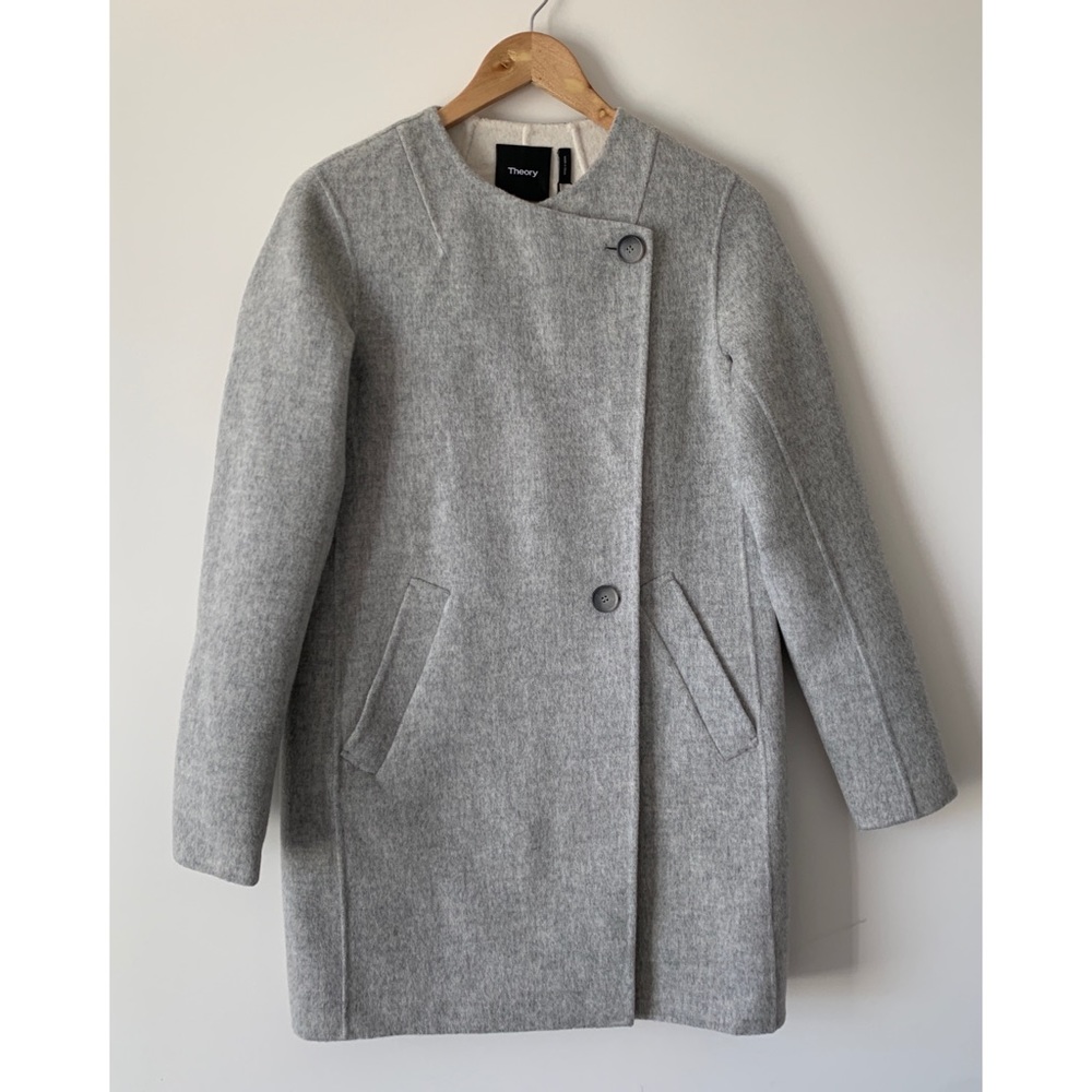 Theory Wool Cashmere Grey Coat NWT Size P